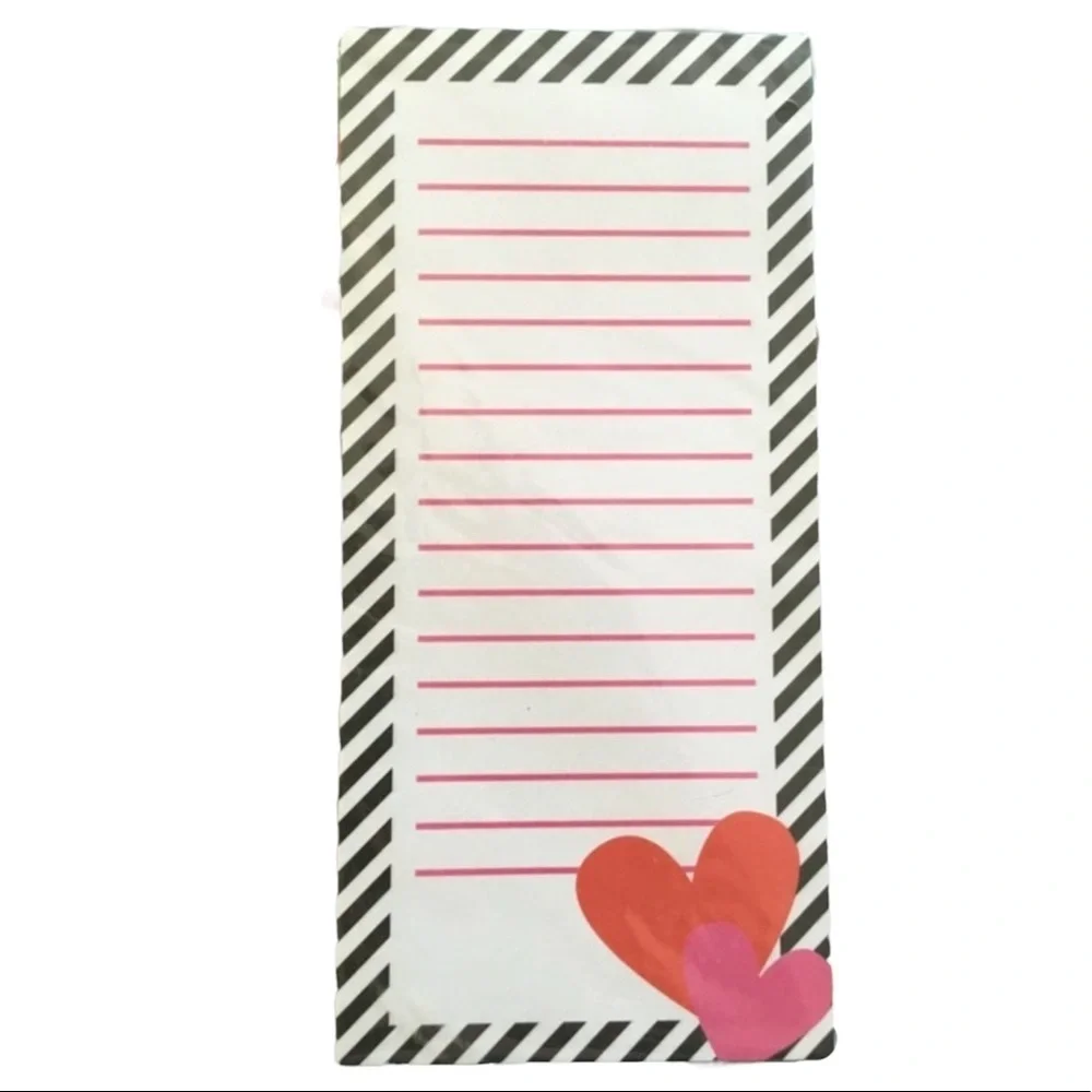 Valentine’s Planner Stationery List Pad Sticky Notes Hearts Herringbone Stripes